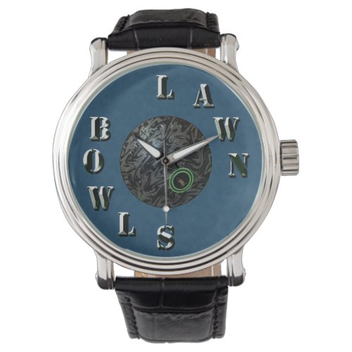 Blue Denim Dimensional Lawn Bowls Mens Wristwatch