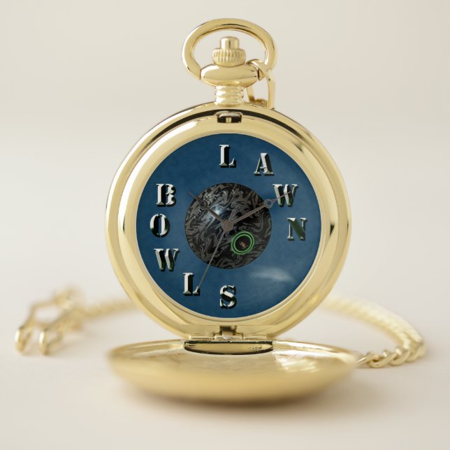 Blue Denim Dimensional Lawn Bowls, Pocket Watch (Inside)