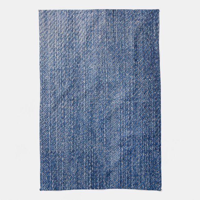 Blue Denim Fabric Jeans Texture Kitchen Towel (Vertical)