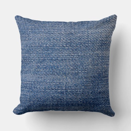 Blue Denim Fabric Jeans Texture Throw Pillow