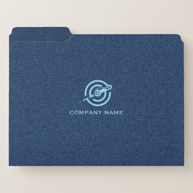 Blue denim fabric texture custom typography. file folder (Front Left)