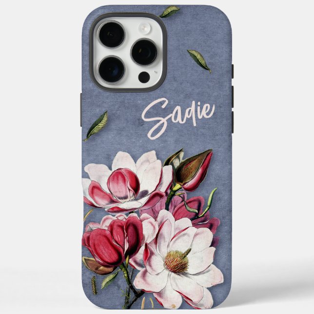 Blue Denim Floral Monogrammed Case-Mate iPhone Case (Back)