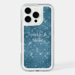 Blue Denim Glitzy Chic Glam Sparkle iPhone 16 Pro Case