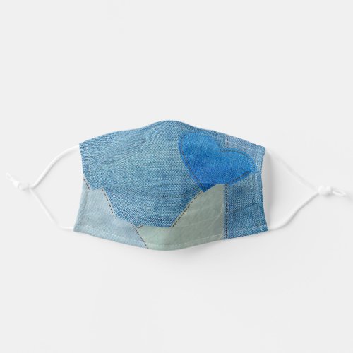 Blue Denim Heart  Adult Cloth Face Mask