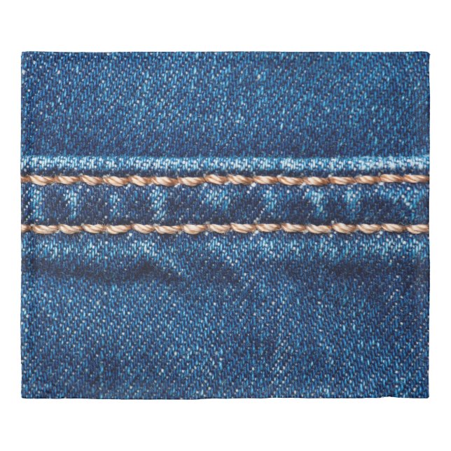 Blue denim image with stitch line closeup, Jeans Duvet Cover (Front)