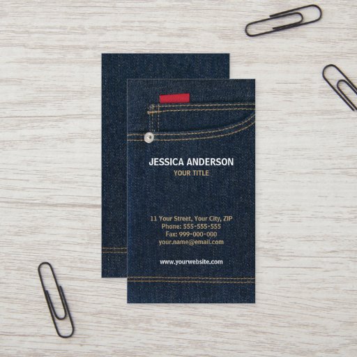 Customizable Blue Denim Jeans business card