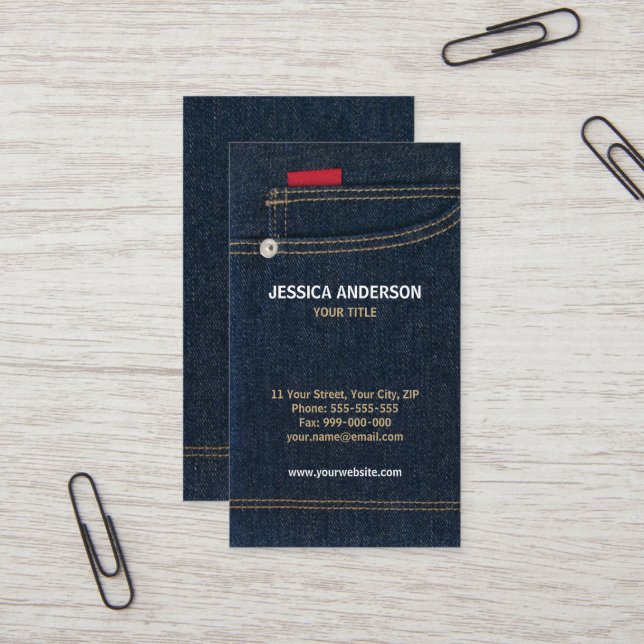 Blue Denim Jeans business card (Front/Back In Situ)