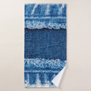 Blue denim jeans fabric texture bath towel