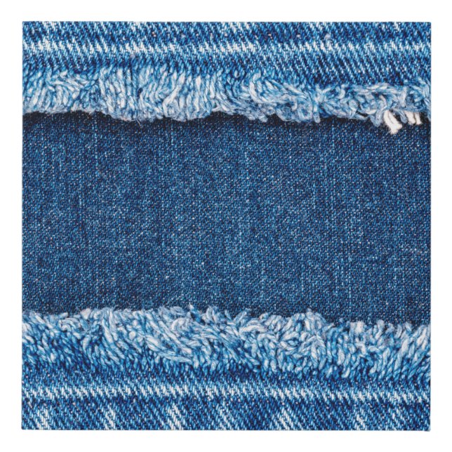 Blue denim jeans fabric texture faux canvas print (Front)
