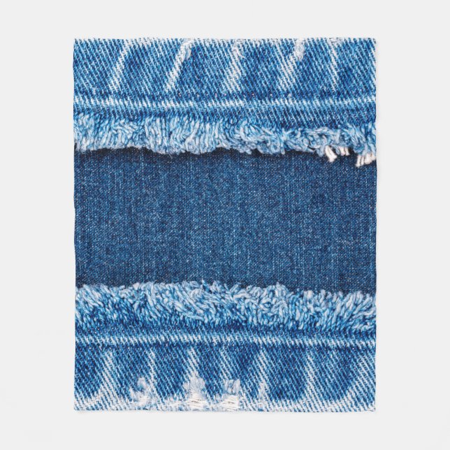 Blue denim jeans fabric texture fleece blanket (Front)