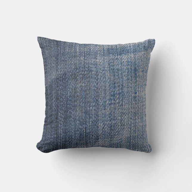 blue denim jeans fabric texture throw pillow (Front)