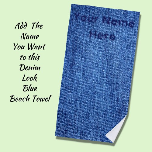 Blue Denim Jeans Look _ Add Your Name Distressed _ Beach Towel
