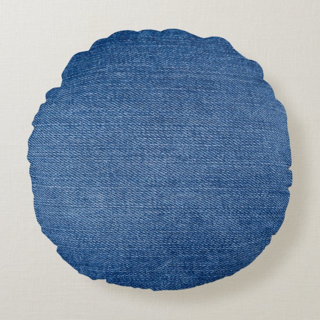 Blue denim jeans round pillow (Front)