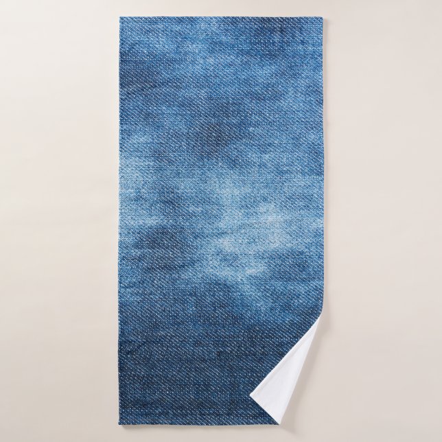 Blue denim jeans texture bath towel (Bath Towel)