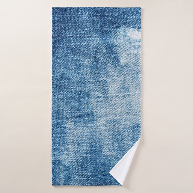 Blue denim jeans texture bath towel (Bath Towel)
