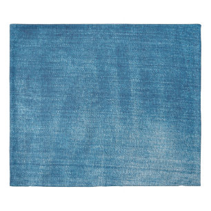 Blue denim jeans texture close up. Blue denim jean Duvet Cover