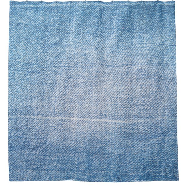 Blue denim jeans texture shower curtain (Front)