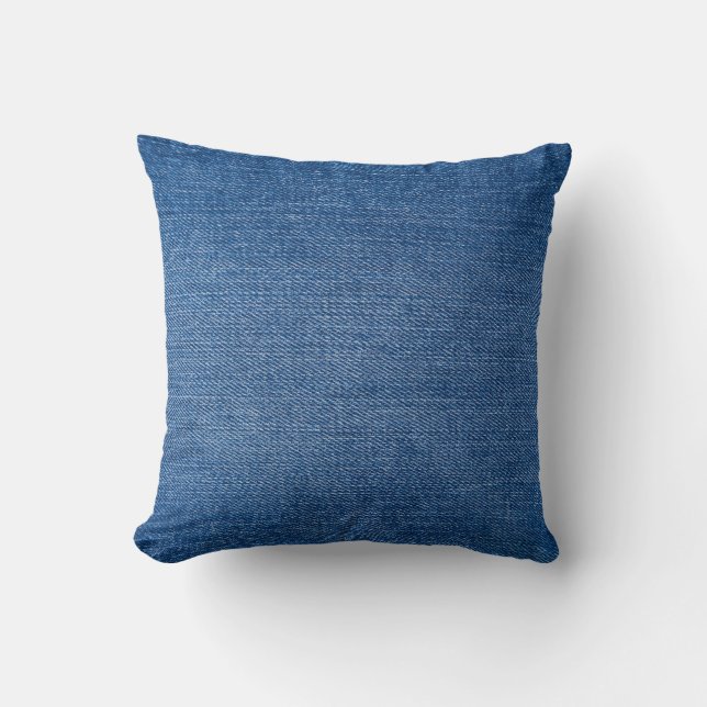 Blue denim jeans throw pillow (Front)