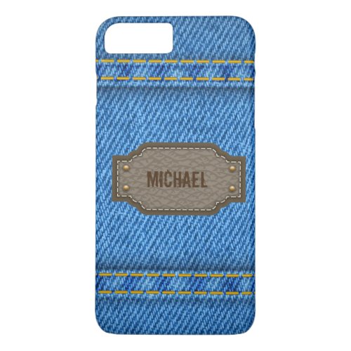 Blue denim jeans with leather name label iPhone 8 plus7 plus case