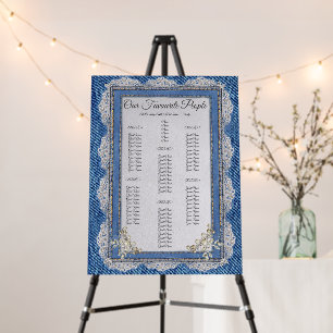 Blue Denim, lace, Costume Jewelry & Kittens Foam Board