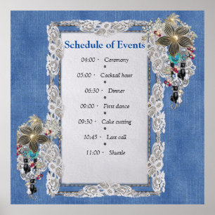 Blue Denim, lace, Costume Jewelry Poster