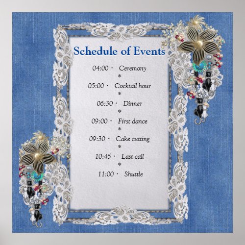 Blue Denim lace Costume Jewelry Poster