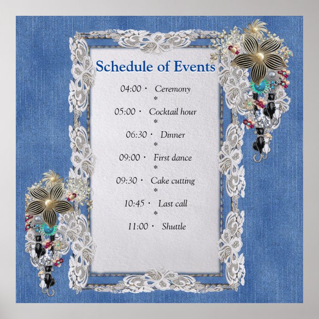 Blue Denim, lace, Costume Jewelry Poster (Front)