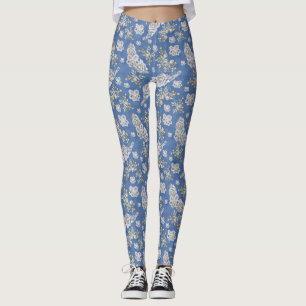 Blue Denim, lace - Ivory Pearls Leggings