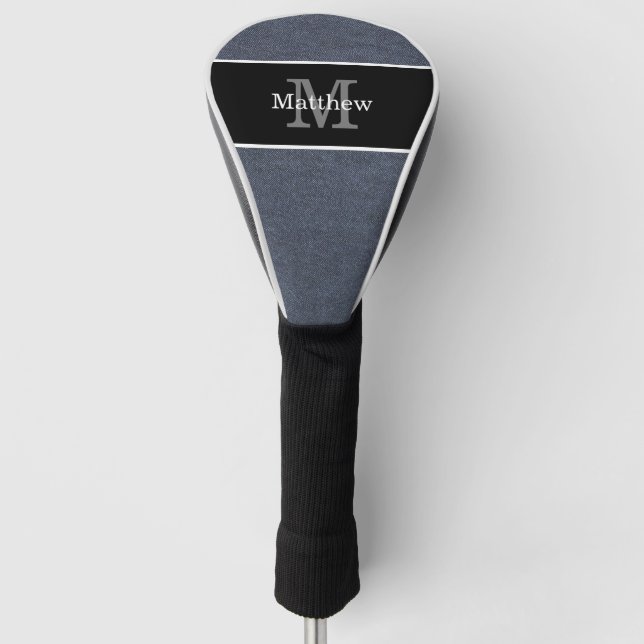 Blue Denim Monogram Initial Golf Head Cover (Front)