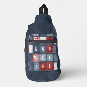 Blue Denim Patchwork Knowledge Sling Bag