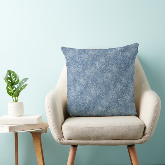 Blue Denim Pattern Throw Pillow (Chair)