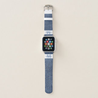 Blue Denim Personalized Name and Initial Apple Watch Band
