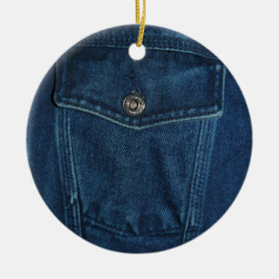 Blue Denim Pocket Ceramic Ornament