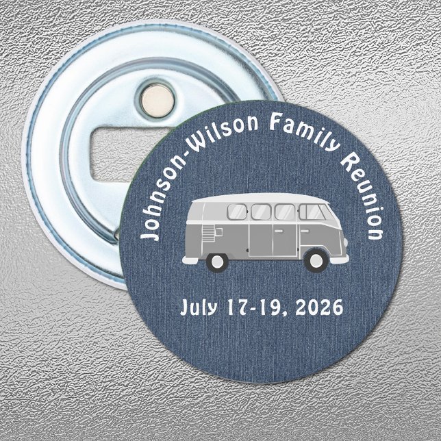 Blue Denim Print, Class or Family Reunion Magnet Bottle Opener (Creator Uploaded)