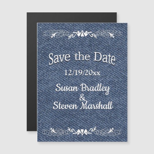 Blue Denim Save the Date Magnetic Invitation