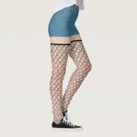 Blue Denim Shorts With Red & White Fishnets Leggings