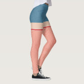 Denim Jean Shorts with Fishnet Stockings Summer Leggings | Redbubble