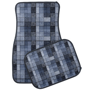 Blue, denim, tartan, plaid . car floor mat