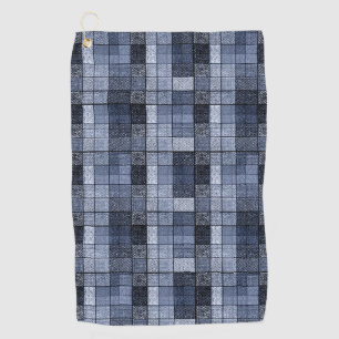 Blue, denim, tartan, plaid . golf towel
