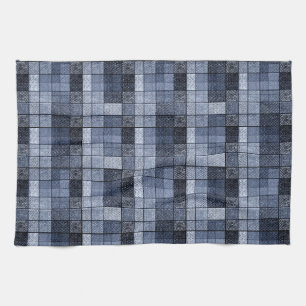 Blue, denim, tartan, plaid . kitchen towel