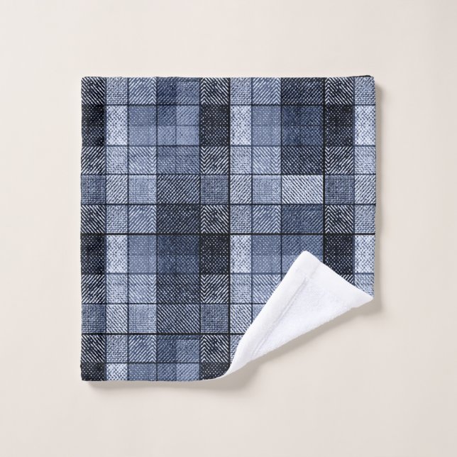 Blue, denim, tartan, plaid . wash cloth (Wash Cloth)
