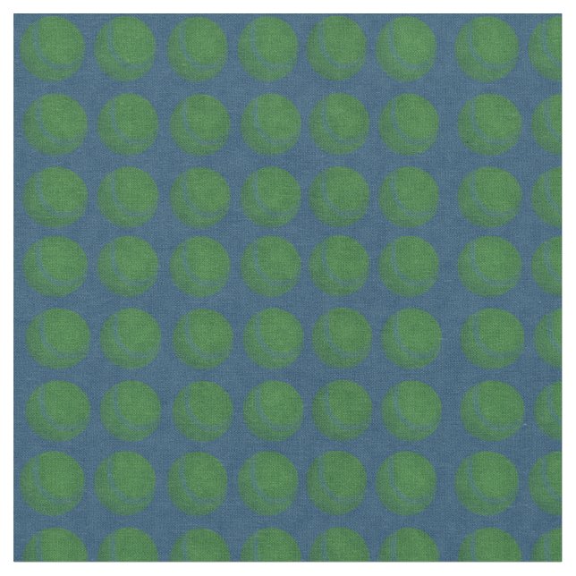 Blue Denim Tennis Ball Pattern, Fabric (Close Up)