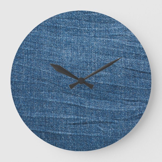 Blue Denim Texture: Classic Jeans. Large Clock (Front)
