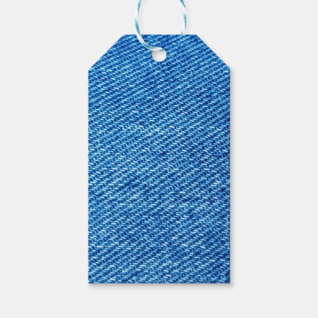 Blue Denim Texture Gift Tags (Front)