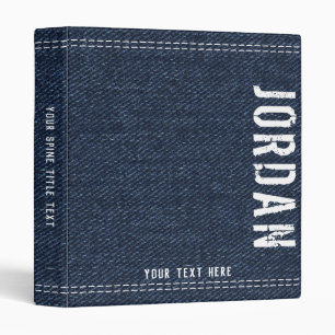 Blue Denim Texture Grunge Name 3 Ring Binder