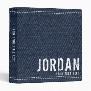 Blue Denim Texture Grunge Name 3 Ring Binder