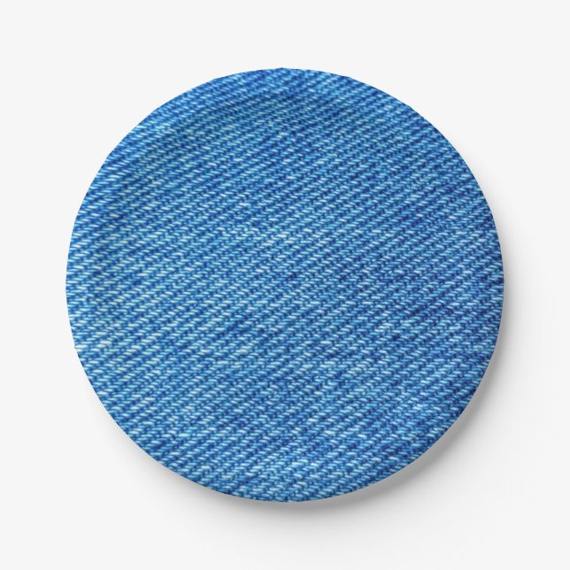 Blue Denim Texture Paper Plates (Front)