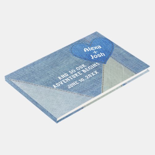 Blue Denim With Heart Guest Book