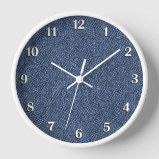 Blue Denim with White Numbers Clock