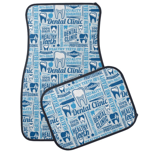 Blue Dental Clinic Pattern Car Floor Mat (Set)
